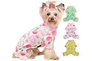 YIKEYO Puppy Pajamas for Small Dogs, Cotton Stretchable Pet Dog Pajamas Jammies Puppy Outfits for Medium Dogs Female Male, Spring Summer Doggie Pjs Doggy Pajamas for Medium Dogs (Peach Pink, M)