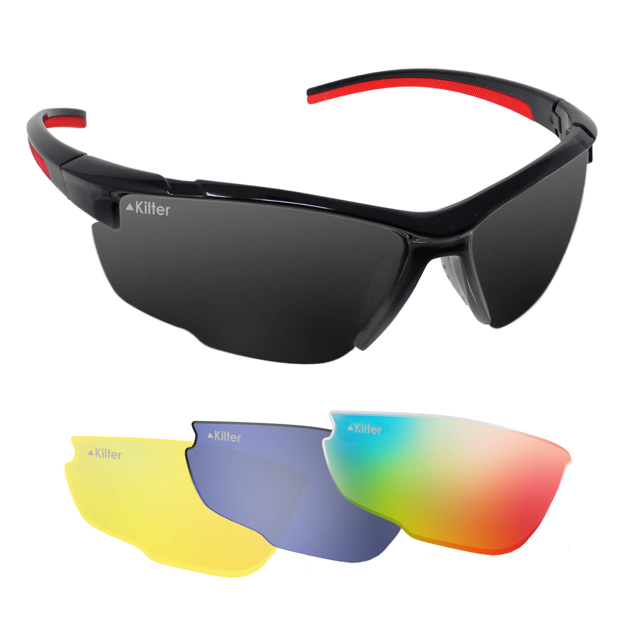 Kilter Men's Road Racer Cycling Sunglasses With 4 Interchangeable Lenses