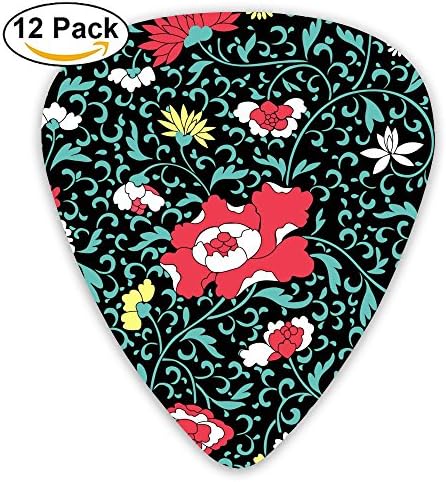 Yenba Floral Flower Heavy Acoustic Electric Medium Guitar Picks (12-Pack) Girls Large 0.46/0.71/0.96 Mm Guitar