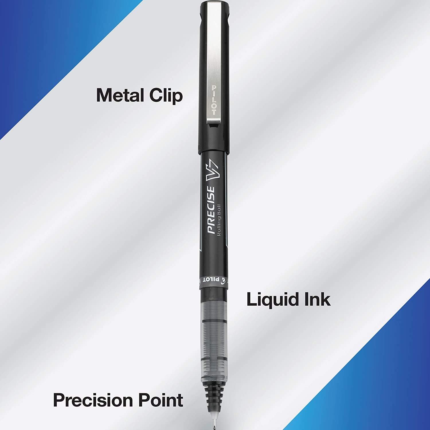 PILOT Precise V7 Stick Liquid Ink Rolling Ball Stick Pens, Fine Point (0.7mm) Black Ink, 12-Pack (35346): Office Products
