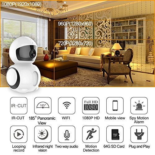 HD IP Camera - Wireless IP Camera with Two-way Audio, Night Vision Camera, 2.4GHz 1080P Camera for Pet Baby Monitor, Home Security Camera Motion Detection Indoor Camera with Micro SD Card Slot