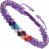 MASSIVE BEADS Double Layer Natural Chakra Healing Power Crystals Macrame Bracelet Yoga Stone Beads Gemstone Meditation Relax Anxiety Bangle for Unisex Women Men