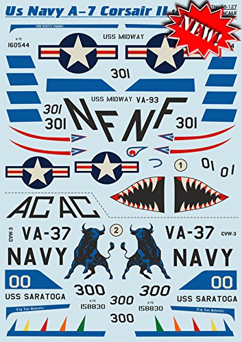 DECAL FOR AIRPLANE US NAVY A-7 CORSAIR II, PART 2 1/48 PRINT SCALE 48-127