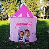 Kids Play Tent for Girls Princess Castle Playhouse with glow in the dark stars and Carry Case - Tents & Playhouses for Baby Toddler House Pink Foldable Premium Quality | Indoor and Outdoor use
