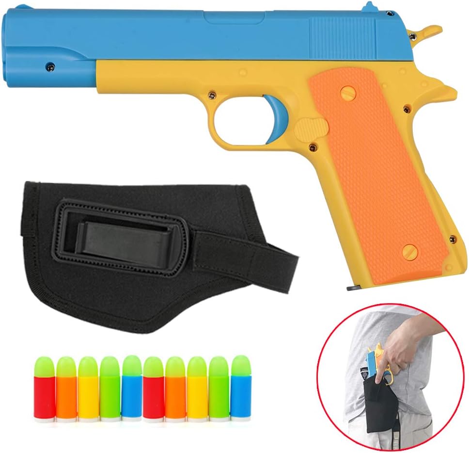 Rivoean Foam Play Toy Gun-Realistic 1:1 Scale Colt 1911 Rubber Bullet Pistol with Tactical Holster,Classic Colt 1911 Toy Gun Outdoor Toys Suitable for Outdoor Sports