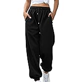 Sweatpants for Teen Girls Baggy High Waisted Cinch Bottom Sweatpants Yoga Workout Joggers Cute Sweats Pants with Pockets