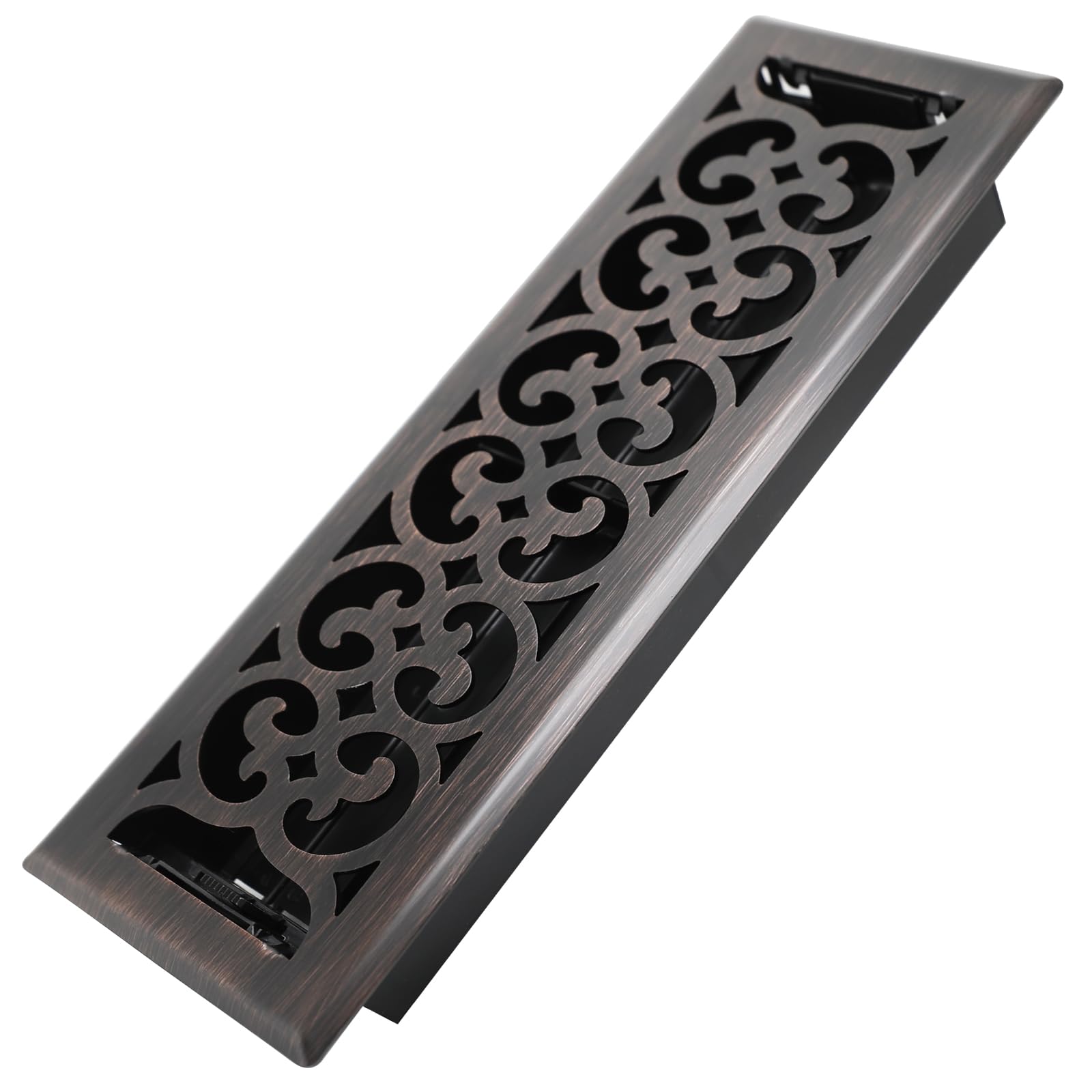 Photo 1 of Howeall 4x14 Inches Heavy Duty Walkable Floor Register Easy Adjust Air Supply Lever Floor Vents - Charlotte Design - Vent Cover for Home Floor - Oil Rubbed Bronze