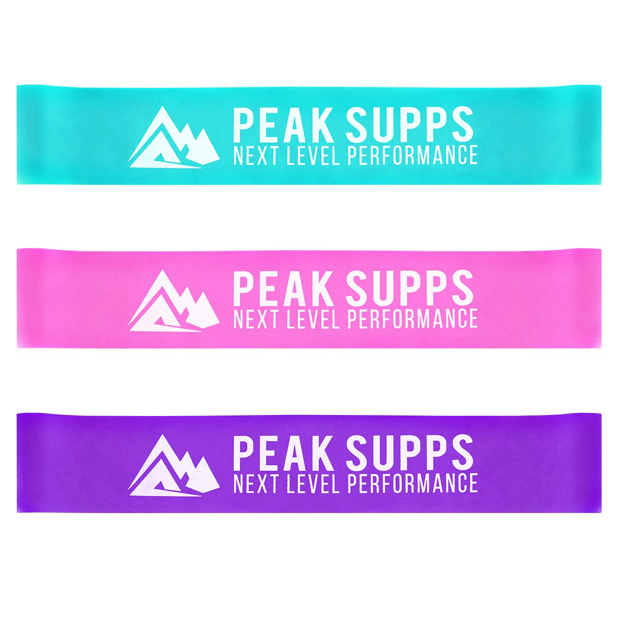 Resistance Bands for Legs and Glutes Set of 3 (Blue Pink Purple) - Peak Supps