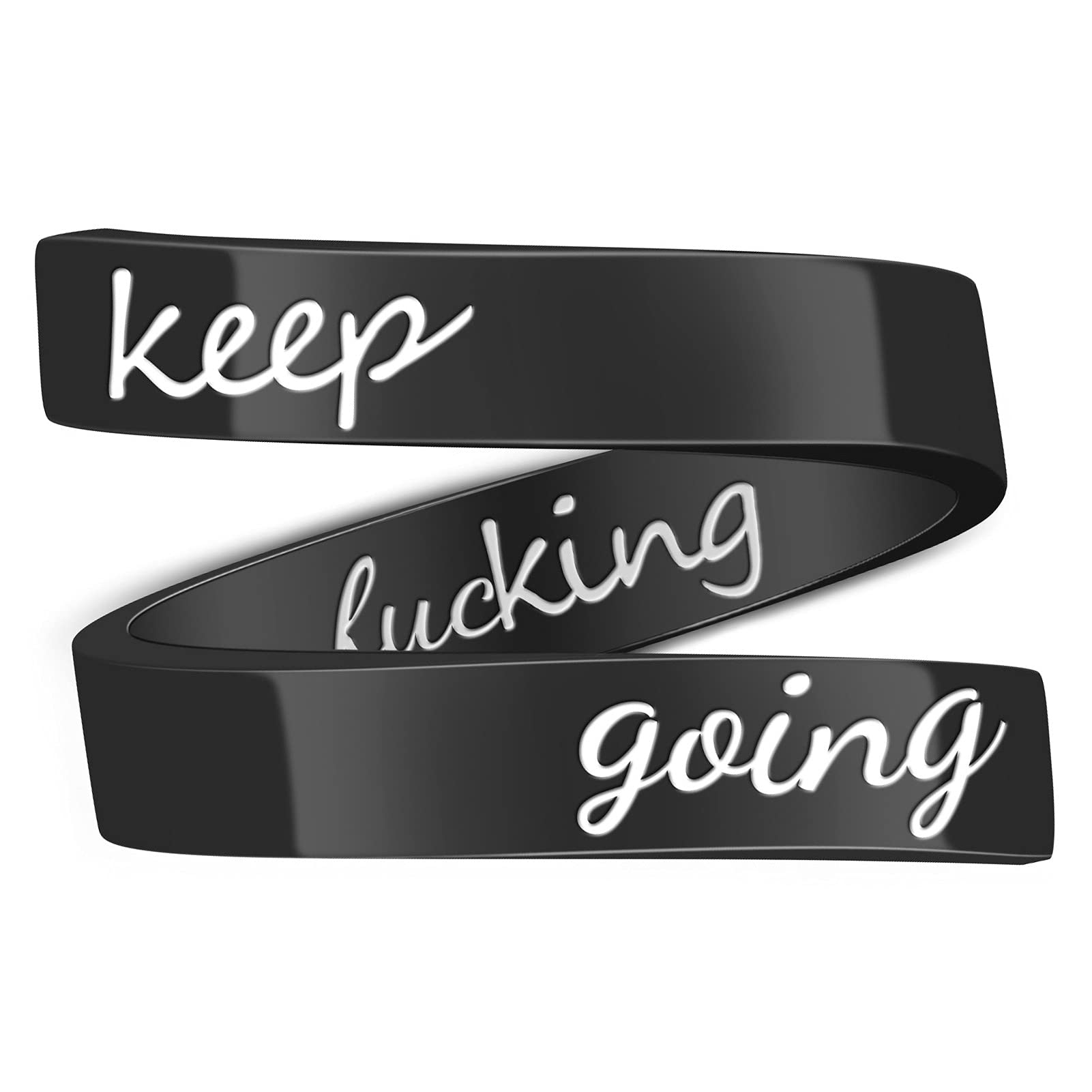 Kucheed Inspirational Rings for Women Men, Stainless Steel Engraved I am Enough Thumb Ring Jewelry, US Size 8-9 Spiral Wrap Twist Band, Personality Encouragement Finger Ring Birthday Gifts (A2)