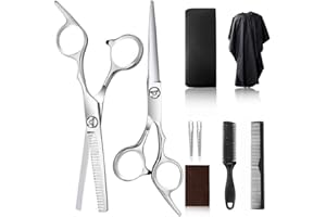Professional Hair Cutting Scissors Kit, 9 Pcs Stainless Steel Hairdressing Scissors Set,Thinning Shears for Barber/Salon/Home