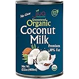 Jiva Organics Organic Coconut Milk 13.5 Ounce (Pack of 12) - Unsweetened, Premium FULL 18% Fat, Vegan, Paleo, No Guar Gum, BP