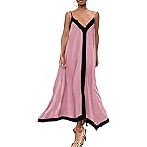 PRETTYGARDEN Womens Maxi Dress 2026 Summer Sundress V Neck Spaghetti Strap Flowy Elegant Party Dresses Beach Vacation Clothes