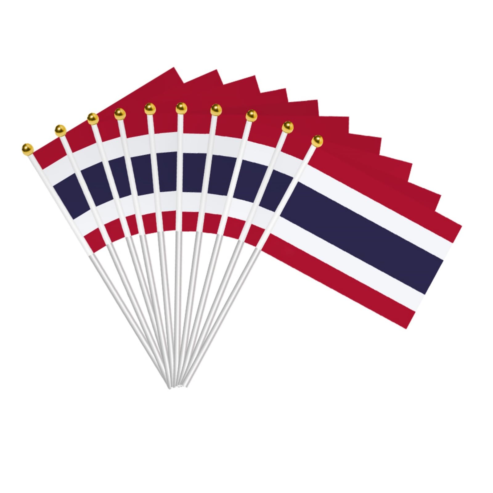 50 Pcs Thailand Flag Mini Waving Flags Thai Hand Small Flags Celebration Parade Supplies Match Cheering Waving Flags Garden Party Decoration (14x21cm) — image 1