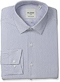 Ben Sherman Men's Skinny Fit Floral Dobby Spread Collar Dress Shirt, Navy/White, 16.5