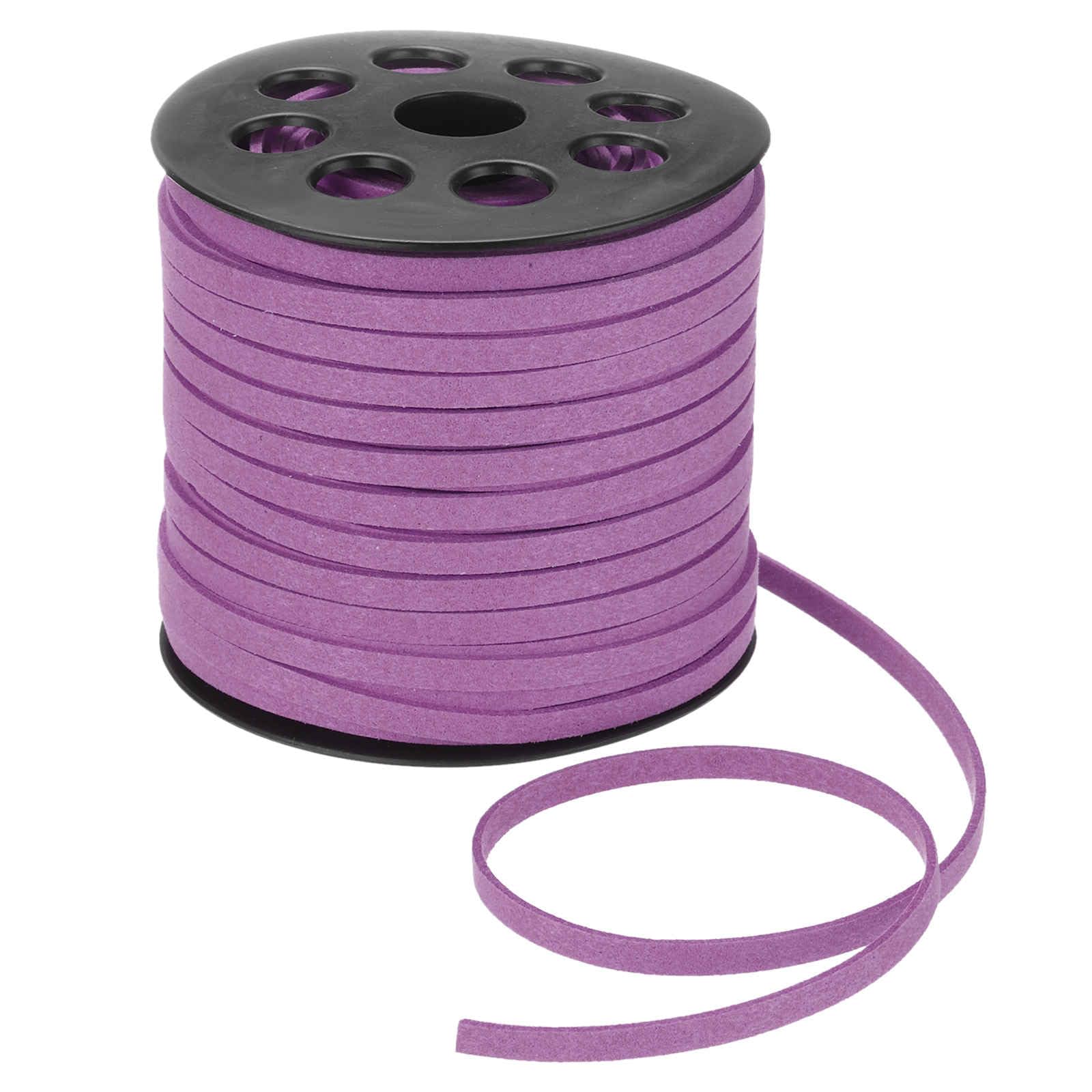 DMiotech Faux Suede Leather Cord 5mm x 50 Yards Flat Leather String Thin Leather Strip Lace for Necklace Bracelet Beading Jewelry Making Arts Crafts (Purple, 45m)