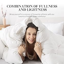 WhatsBedding White Feather Down Comforter Full