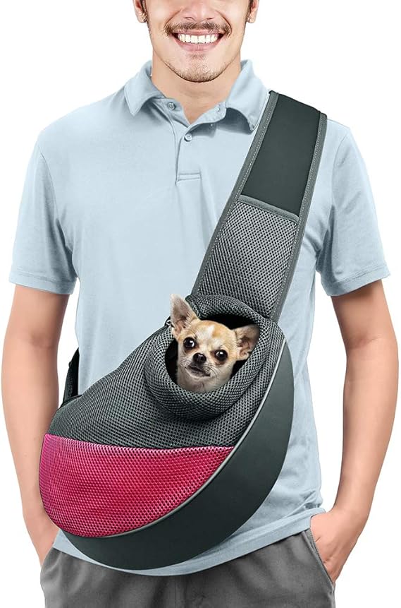 AOFOOK Dog Cat Sling Carrier, Adjustable Padded Shoulder