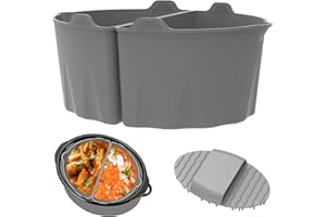 ZFLYCANP 2Pack Silicone Slow Cooker Liners, Pot Inserts with Cleaning Brush, Thick, Leakproof, Weighted & Sturdy, Foldable an
