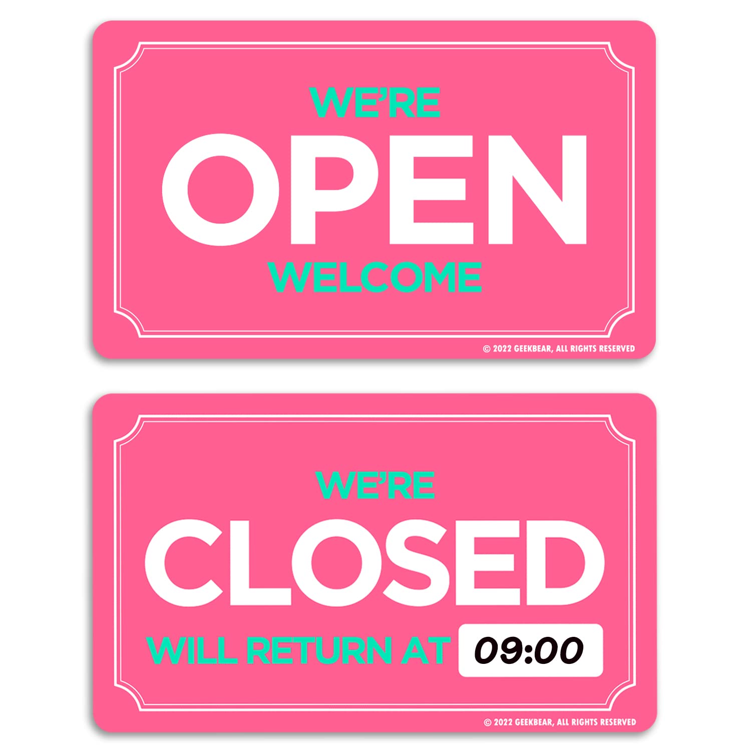 GEEKBEAR Open Closed Sign for Business - Acrylic, Double Sided, 9.8 x 5.9 in (10. Pink)