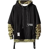 GURUNVANI Contrast Color Pullover Hoodie Mens Patchwork Hoodies Men