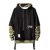 GURUNVANI Contrast Color Pullover Hoodie Mens
