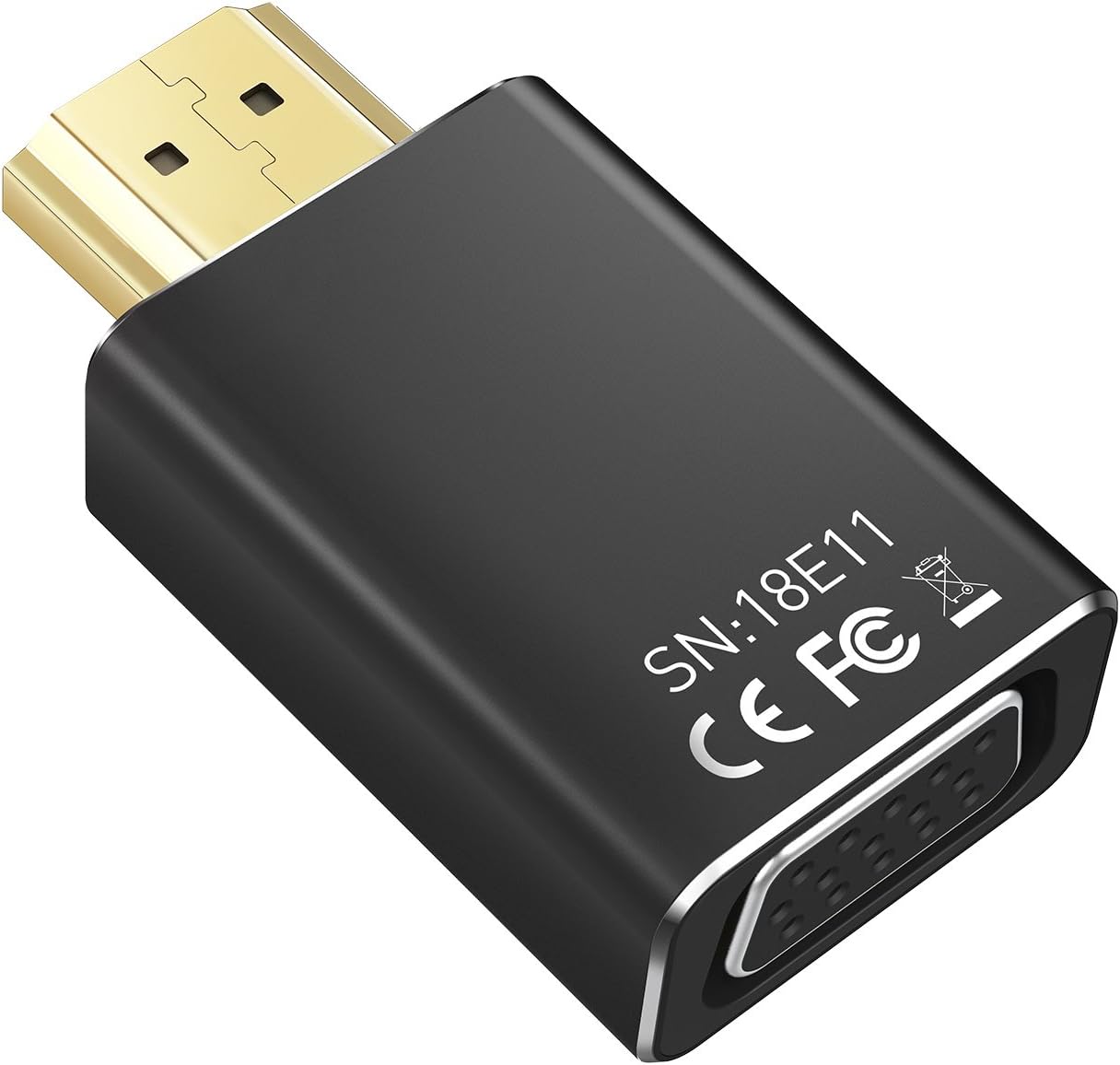VicTsing HDMI to VGA, Aluminium Alloy Gold-Plated HDMI Male to VGA Female 1080P Video Converter Adapter for PC, Laptop, TVBOX, DVD, Black