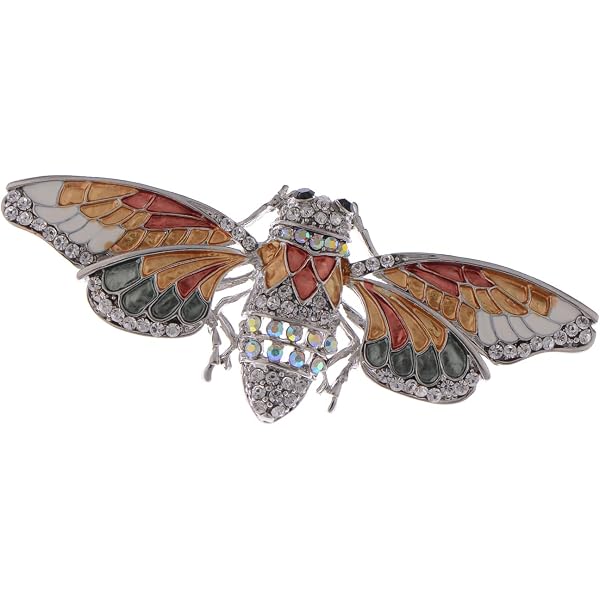 Mosaic Multicolor Crystal Rhinestone & Faux Pearl Butterfly Brooch Pin - View #5