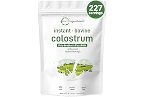 Micro Ingredients Bovine Colostrum Powder, 8 oz | Grass-Fed, Freeze-Dried | Natural IgG & IgA | Supports Immune & Gut Health | Non-GMO, Gluten-Free, Unflavored