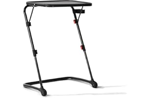 Homy Casa Adjustable Z Shaped End Table with Cup Holder, Small Sofa Side Table with Foldable Frame, Slide Under Couch Tray Desk for Living Room & Bedroom, Sturdy Metal Frame with PP Top, Black