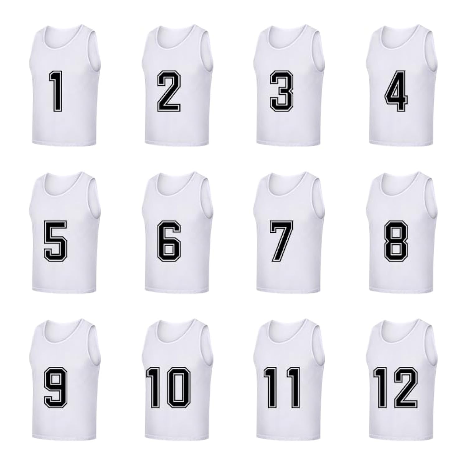 Photo 1 of Saaifuu Set of 12 (1-12) Numbered Pinnies/Scrimmage Vest/Team Practice Jerseys for Children Youth Adult(White M)