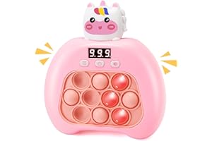 AFLUODN Fast Push Pop It Game Light Up Fidget Toy for Kids Adults, Electric Handheld Game Quick Push Sensory Toys Puzzle Game Machine, Stress Relief Party Favors Birthday Popit Game Gift for Boys Girls