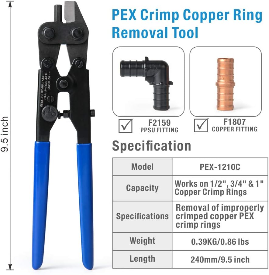 IWISS PEX1210C PEX Crimp Ring Removal Tool for 1/2Inch,3/4Inch,1