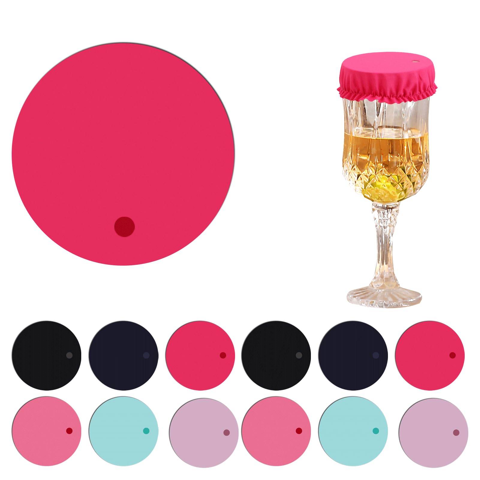 Photo 1 of 12-PCS Reusable Fabric Wine Glass Covers with Straw Hole, Cup Covers for Drinks for Safety,Drink Covers for Alcohol Protection & Spill Prevention at Parties, Weddings for Women