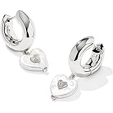 Kendra Scott Womens Sasha Heart Huggie Earrings Silver Freshwater Cultured Pearl One Size