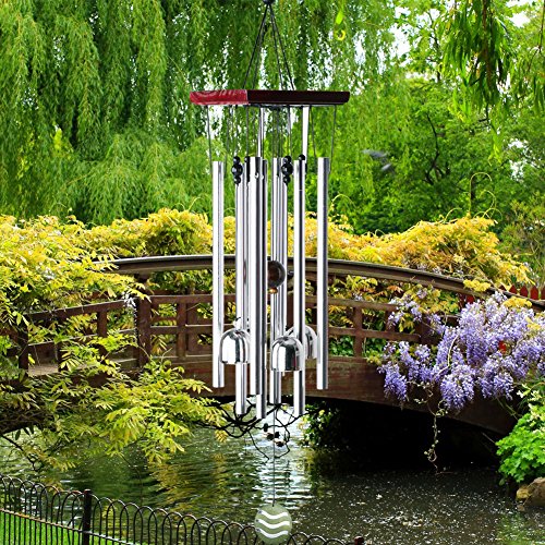 punada Premium Wind Chimes Outdoor, 22" Amazing Grace Wind Chimes for Outdoor Indoor Patio Garden Balcony, Beautiful Outdoor Decor (Silver)