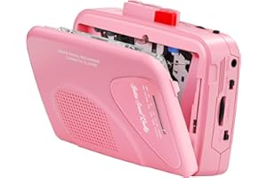 MERSOCO Cassette Player Tape Recorders AM/FM Radio, Portable Tape Player Records Built in Speakers Manual Record - 2AA Battery Or DC 5V Supply with 3.5MM Earphone- Pink