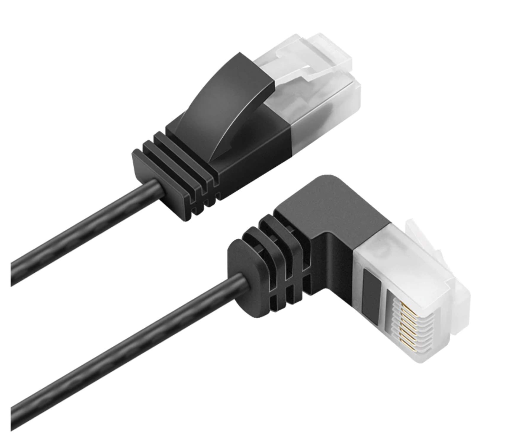 innov8 Ultra Slim Cat6a Ethernet Cable, Up Angle UTP Network Patch Cat 6a Category 6 Cable - (2m)