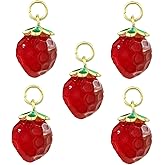 KitBeads 5Pcs Red Strawberry Charms Natural Agate Pendants Fruit Dangle Charm for Jewelry Making Bracelets Earrings Necklaces Crafts