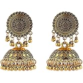 Vintage Jhumkas Indian Earrings for Women Wedding Statement Ethnic Gypsy Dangle Chandelier Earring Bohemian Temple Jhumki Oxidized Antique Bollywood Jewelry Gifts Festival Wear