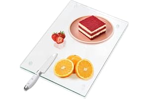 VASUHOME Tempered Glass Cutting Board for Kitchen (12x16"), Long Lasting Clear Glass Cutting Board for Countertop - Scratch, Heat, and Shatter Resistant - Easy to Clean