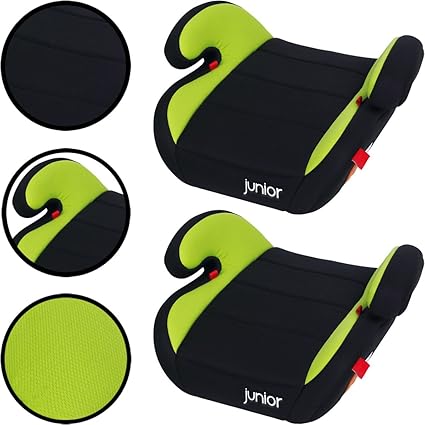 SET (2 STÜCK) Sitzerhöhung für Kinder von 15 bis 36 Kg (SCHWARZ / GRÜN)