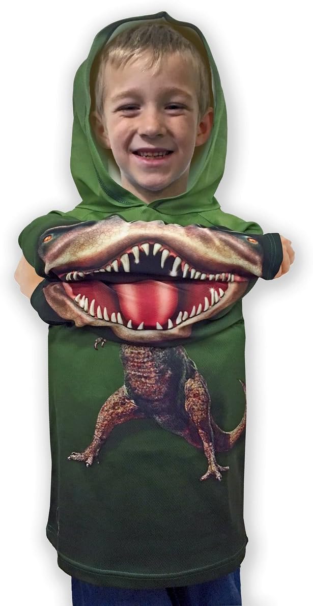 ComputerGear Boys Dinosaur Chompster Hoodie Sweatshirt T-Rex T Shirt Dino Costume Outfit for Kids Girls