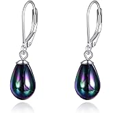 925 Sterling Silver Pearl Leverback Earrings Dangle Drop Jewelry Gifts for Women