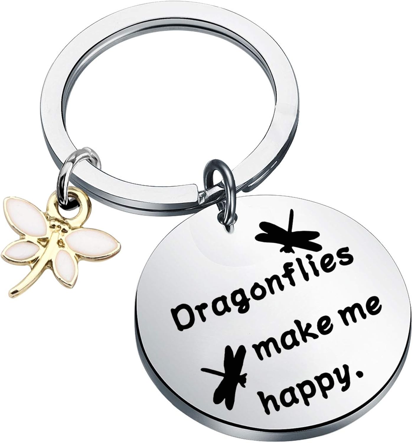 FUSTMW Dragonfly Gifts Keychain Dragonfly Themed Gifts Dragonfly Charm Jewelry Nature Lover Gifts Dragonflies Make Me Happy