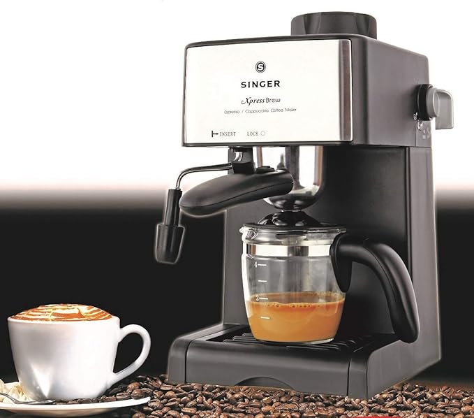 Singer Xpress Brew 800 Watts Coffee Maker Machine - 4 Cups Espresso/Coffee Capacity