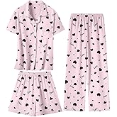 SANGTREE 3 Piece Boys Girls Pajama Sets Sleepwear Kids Clothes Girls Pjs Teen Button Down for Nights, for 5-14 Years