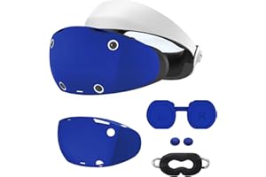 KANG YU Accessories for PSVR2, VR Shell, Disposable Eye Cover, Joysticks Case, Lens Protector Cover for PlayStation VR2 Accessories, Soft Washable Anti-Scratch Silicone Sleeve for PS VR 2 (Blue)
