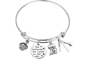CHOORO Baker Gift Baking Charm Bracelet She Believed She Could Wire Bangle Pastry Chef Gift For Her (Baker bracelet)