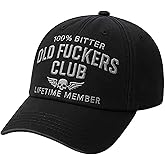 Old Fuckers Club-Baseball Cap, Old Fuckers Club Vintage Baseball Cap, Adjustable Distressed Black Funny Hat, 100% Bitter