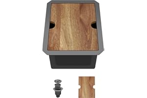 Talllor Undermount Bar Sink Workstation - 12 x 15 Inch Gunmetal Black Bar Sink 16 Gauge Stainless Steel Small Wet Prep Sinks Single Bowl Under Counter Camper Sinks with Cutting Board #TLU-0016